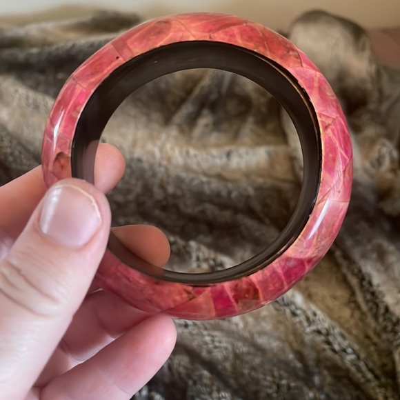Never worn Holt Renfrew wine-colored bangle with a surface that resembles tile. - Picture 3 of 3